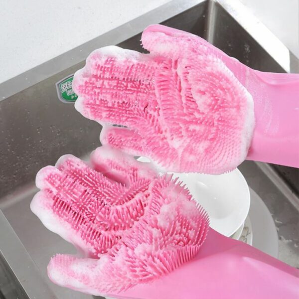 כפפת סיליקון לשטיפת כלים וניקיון כללי